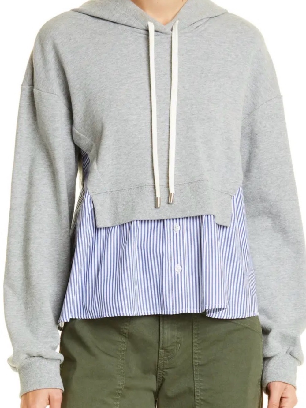 Veronica Beard Gray Hoodie with White Drawstring